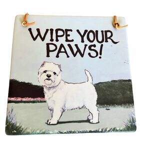 West Highland White Terrier Slate Sign - Westie - WIPE YOUR PAWS!